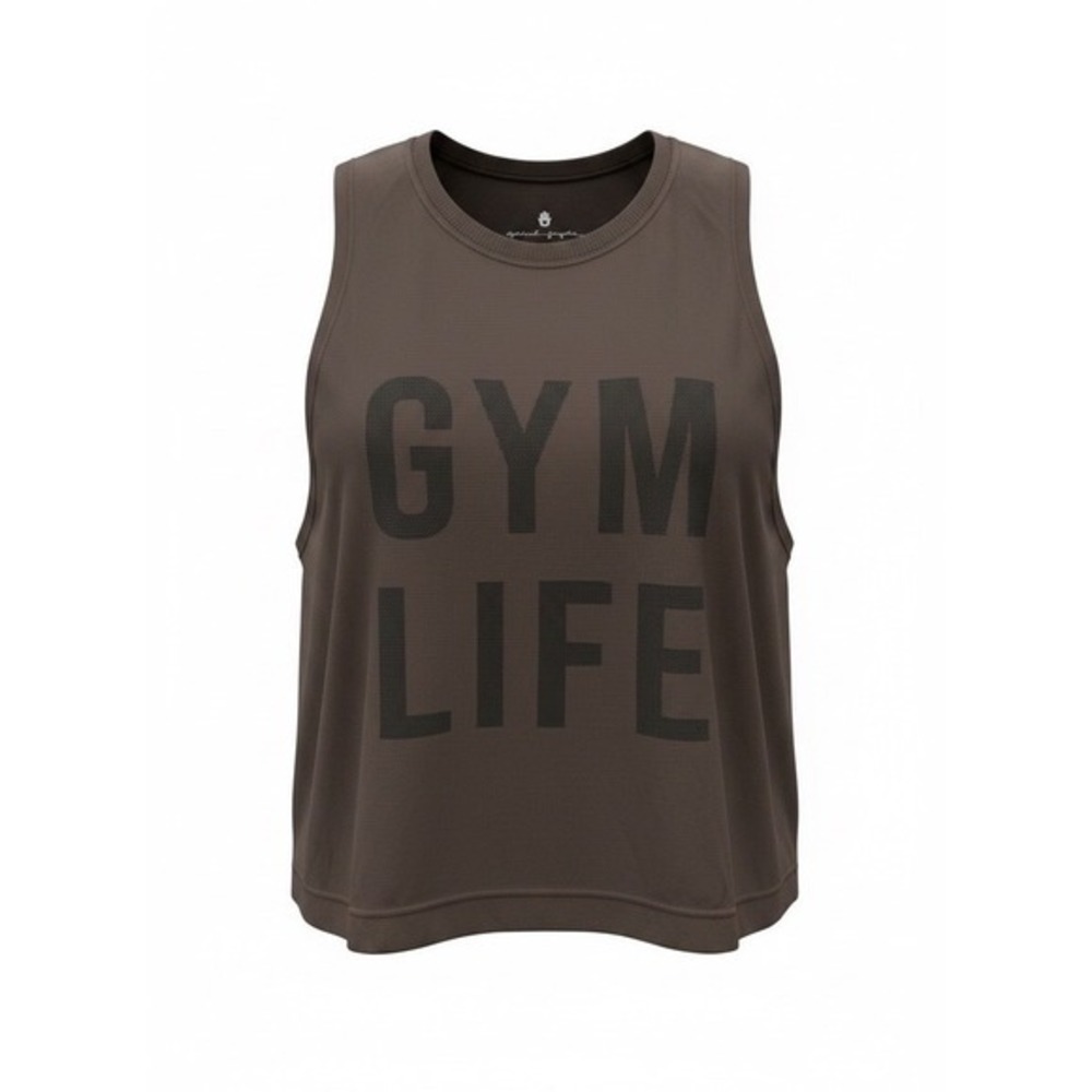 Spiritual Gangster Gym Life Crop Tank Top Brown Sleeveless Activewear Small
